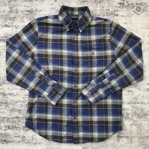 Todd Snyder Blue Brown Plaid Flannel Shirt Men's Medium Long Sleeve